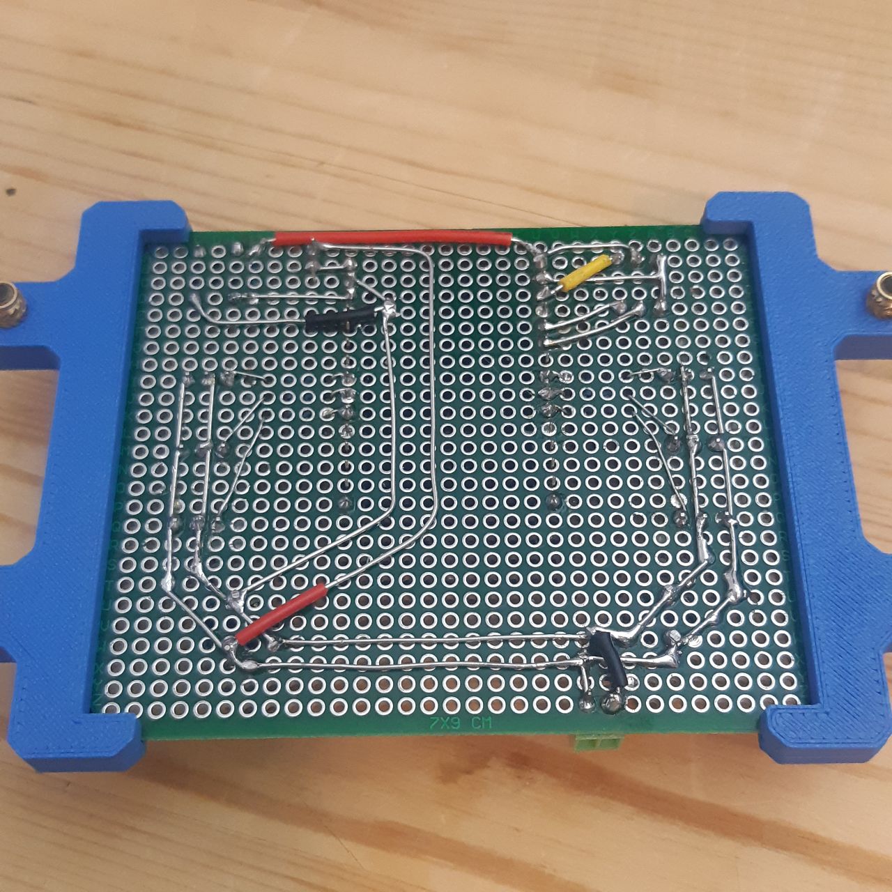 Back of the soldered protoboard Back of the soldered protoboard