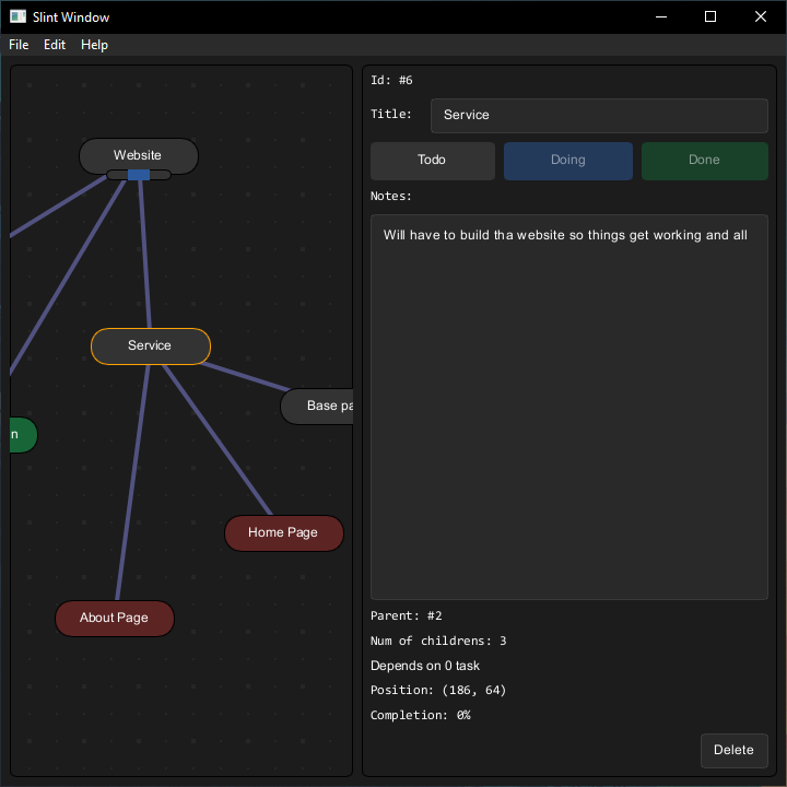 Showing a task being edited